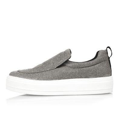 Silver slip on trainers